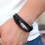 heren armband  zwart sliver