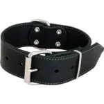 J&V Halsband Leder Hond Zwart Breed 75cm x 50mm