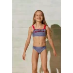 Ysabel Mora Stripes meisjesbikini in blauw en wit