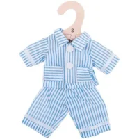 Poppenkleren - Pyjama - Blauw / wit - Gestreept - 25cm