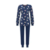 Ringella Dames pyjama: Kersteditie, donker blauw ( RIN.533 )