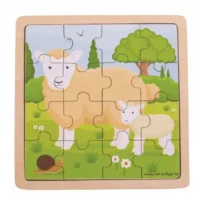 Puzzel - Schaap met lammetje - Hout - 18x18cm - 16st.