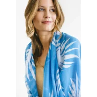 Silk Chiffon Blue/white Palms