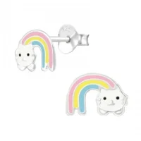 925 zilveren oorbellen regenboog kat