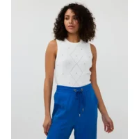 Esqualo Top met parels: off White, met parels ( ESQ.304 )