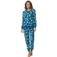 Pastunette Pyjama Dames: Licht blauw geprint, velours ( PAS.44 )