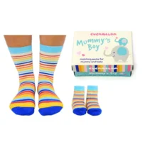 Cadeaudoosje Mummy's Boy socks Moeder en Zoon babysokjes 0-12md 37-42 Kraamcadeau