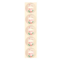 Stickers - Roze kerstsok - Rond - 4cm - 100st. - DBLS046