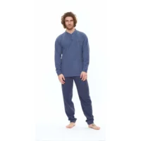 Gary Heren pyjama: Punto milano ( zeer warm ), Blauw ( GARY.87 )