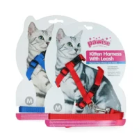 Pawise Kitten Harness With Leash Red/Blue Medium