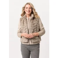 Frank Walder Bodywarmer: Beige, bont jasje ( WAL.33 )