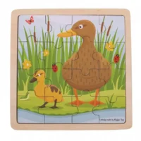 Puzzel - Eend met kuiken - Hout - 18x18cm - 16st.