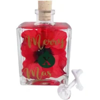 Kerst Olielamp 'Merry X Mas ' (200 ml) met rode klaproos