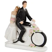 Trouwbeeldje - Caketopper - Bruidspaar op fiets - 3x10x11cm