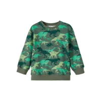 Name it Jongens Kinderkleding Groene Sweater Dino's Telle Duck Green