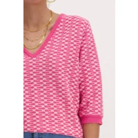 Signe nature Pull: 3/4 mouw, los gebreid, Fushia ( Signe.1277 )