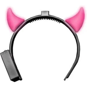 Diadeem - Duivel - Hoorns - Met licht - Inclusief batterijen - Roze