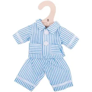 Poppenkleren - Pyjama - Blauw / wit - Gestreept - 25cm