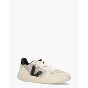 Veja V-10 Flannel Off-White/Zwart Damessneakers