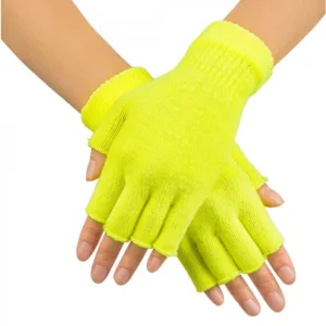 Neon gele handschoenen - Fluo gele handschoenen zonder vinger toppen 