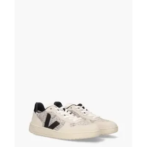 Veja V-10 Flannel Off-White/Zwart Damessneakers