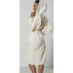 Belmanetti dames badjas: Cream, Luzern Bamboo, met kap ( BEM.3 )