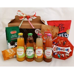 Kerstpakket : 'Merry X-mas To You' LOOZA Sapjes met Snacks