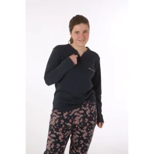 Perlina Dames Pyjama: Aziza, Gemoltoneerd, Blauw uni ( LINA.31 )