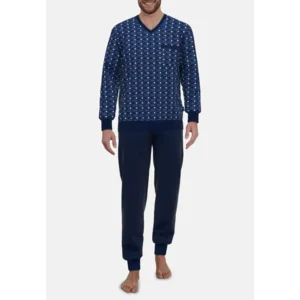 Gotzburg Heren pyjama: Blauw, V hals, ( got.65 )