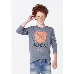 superzachte longsleeve met dubbelprint faded blue