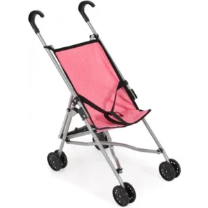 Poppen buggy - Donker roze, zwart