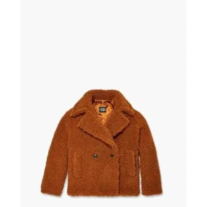 UGG Gertrude Short Teddy Coat Hardwood Damesjack