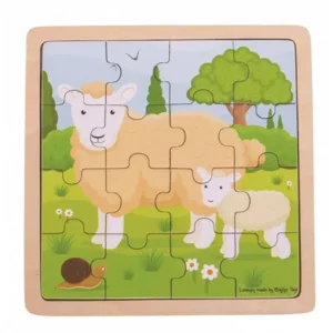 Puzzel - Schaap met lammetje - Hout - 18x18cm - 16st.