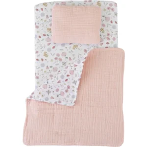 Bed - Poppenbed - Roze - 43x27,5cm - Incl. textiel