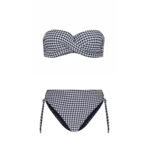 Cyell Gingham strapless voorgevormde bikini in blauw en wit