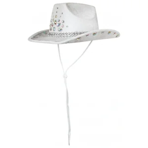 Hoed - Cowboy - Cowgirl - Wit - Met strass steentjes