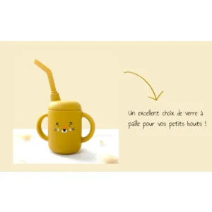 Les Petits Citrons Mini Beker met Rietje Baby Geel Silicone