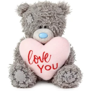 Knuffel - Beer - Love you - Met lichtroze hart - 11cm