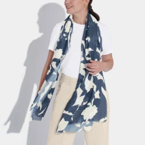 Sjaal - Abstract Floral - Navy/Off White