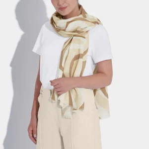 Sjaal - Abstract Wave - Taupe/Off White