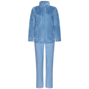 Pastunette homewear Dames: Blauw met rits, Velours ( PAS.49 )