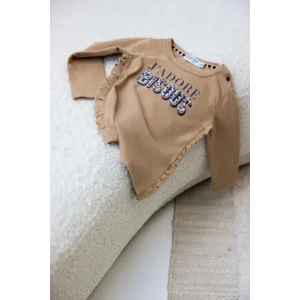 Dirkje Meisjes Longsleeve Tshirt Bisous Beige