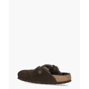 Birkenstock Boston Sherling Donker Bruin Dames Clogs