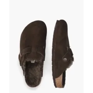 Birkenstock Boston Sherling Donker Bruin Dames Clogs