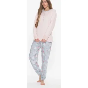 Gary Dames Pyjama: 100% katoen interlock, blauw / roze ( GARY.71 )