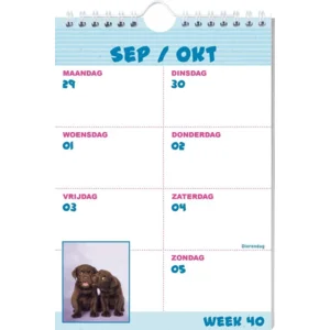 Week kalender - 2025 - Rachael Hale - Honden