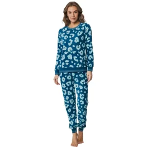 Pastunette Pyjama Dames: Licht blauw geprint, velours ( PAS.44 )