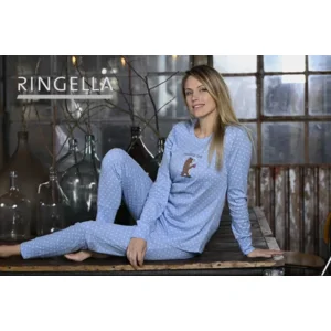 Ringella pyjama dames: Licht blauw, Time for coffee ( RIN.537 )