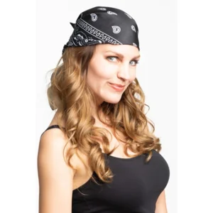 Zakdoek - Bandana - Fantasie - Zwart - Met witte opdruk - 52x55cm