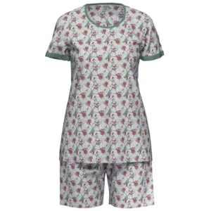 Ammann Dames Pyjama: Groen geprint met korte mouw / short ( AMM.375 )